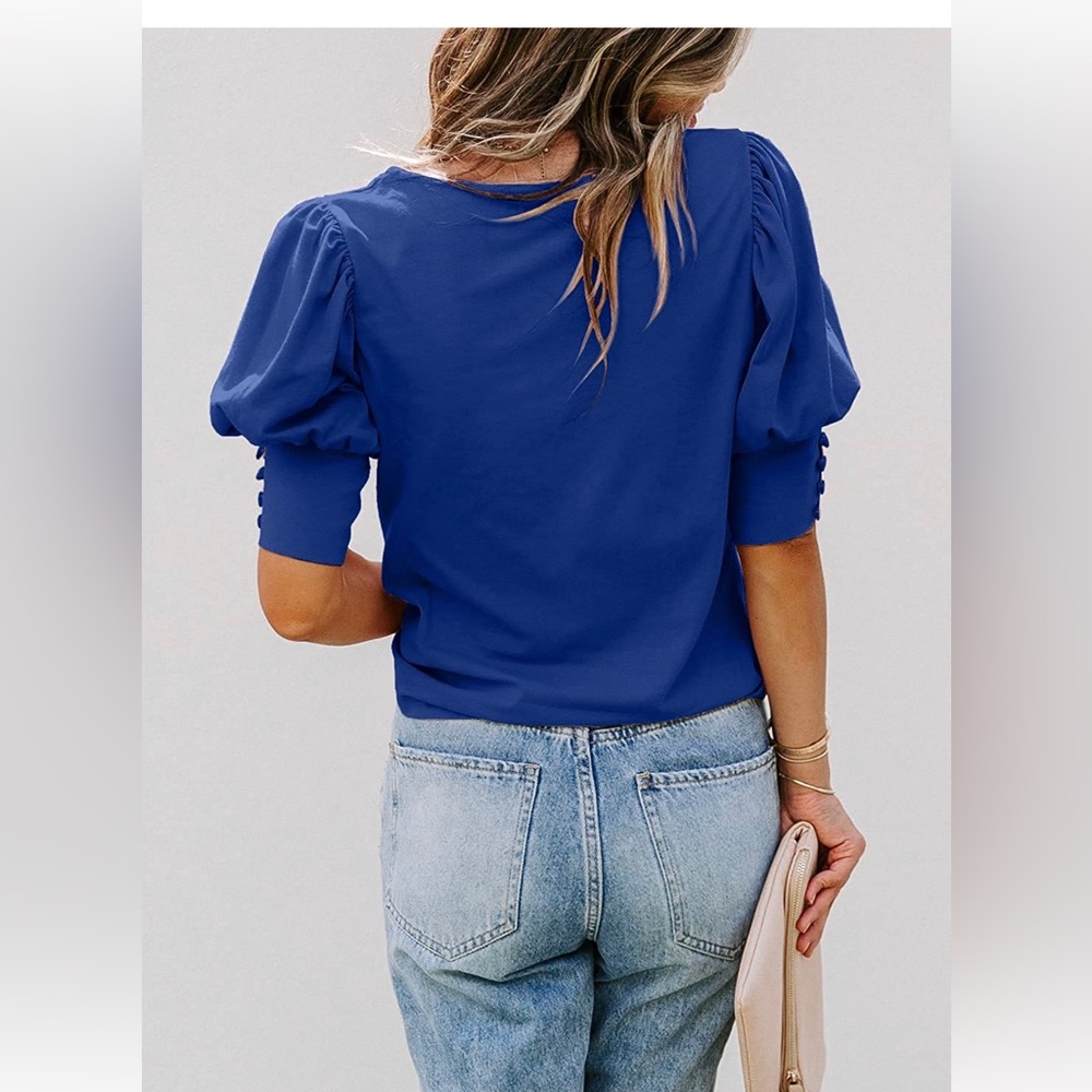 DOROSE Women's Casual Tops Puff Sleeve Loose Blouses T Shirts